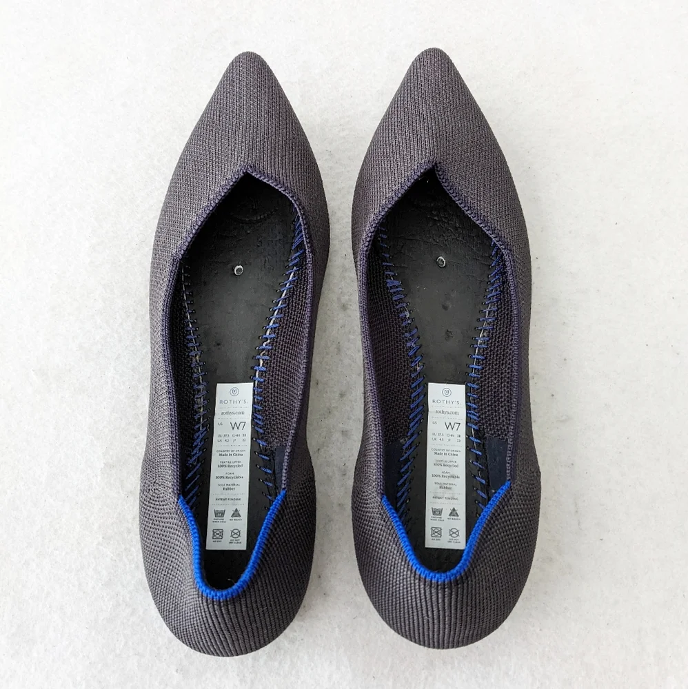 Rothys The Point Darl Gray Blue Halo Slip On Pointed Ballet Flats Shoes Womens 7 - Picture 9 of 12